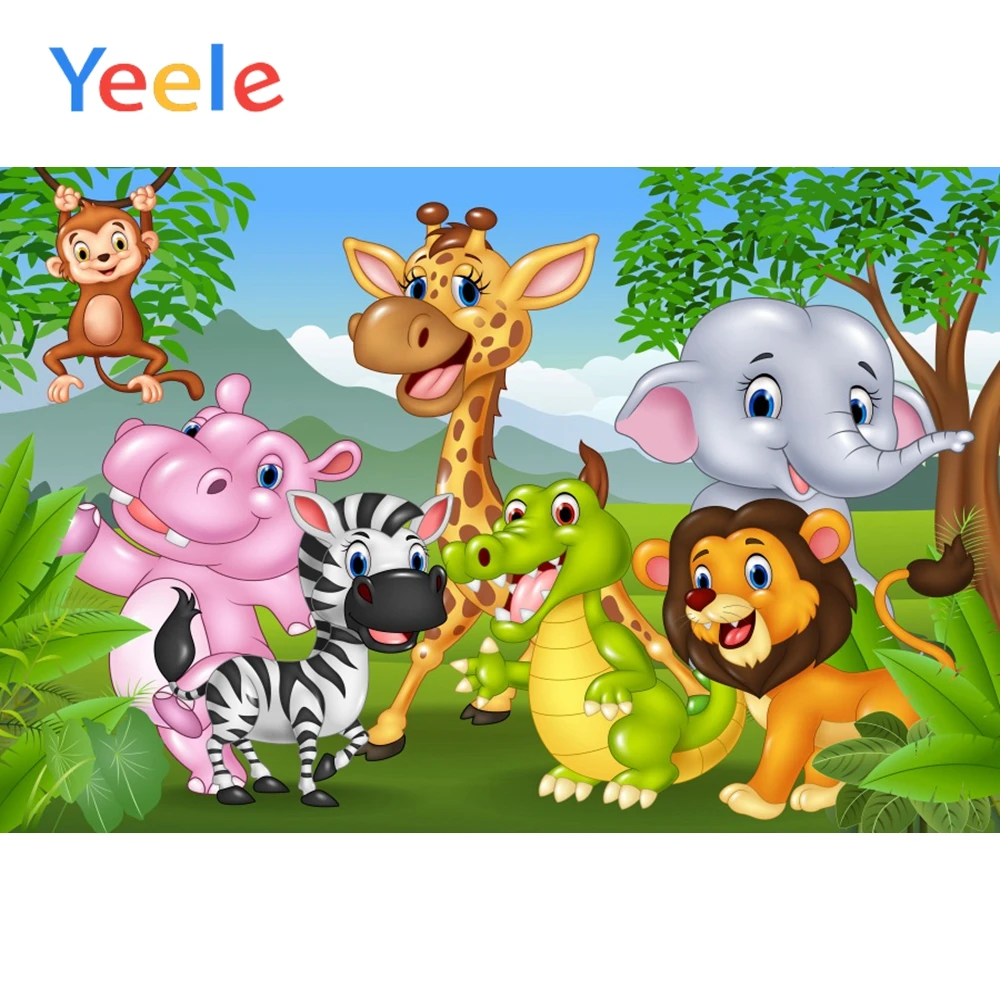 Yeele Safari Cartoon Animals Baby Children Portrait Scenic Photography Backgrounds Vinyl Photographic Backdrops For Photo Studio