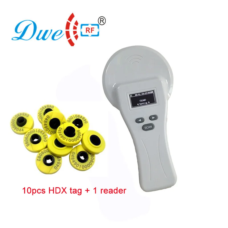 

DWE CC RF 134.2KHz/125KHz cattle dog microchip scanner multi-functional FDX-B, ID64 and HDX RFID animal tag reader