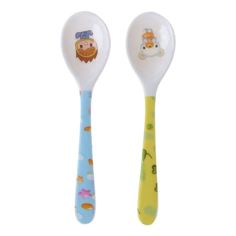 3 PCS Baby Spoon Straight Head Feeding Training Cutlery Dishes Tableware Infant Children Kids Safe Feeder Learning Supplies