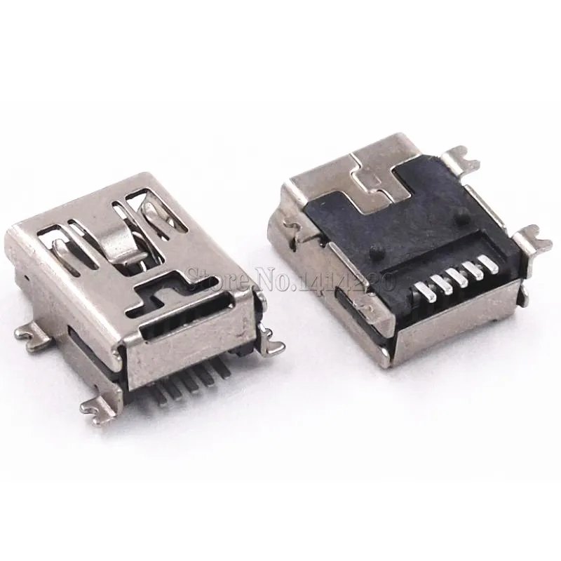 Mini USB SMD 5 Pin hembra Mini B enchufe conector, 10 piezas