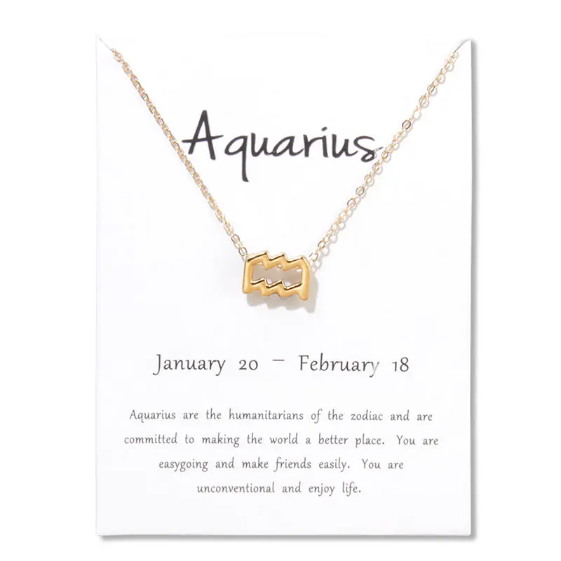 12 Constellation Necklace Pisces Aquarius Aries Taurus Leo Capricorn Choker Birthday Gifts Pendant Necklace White Message Card