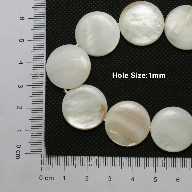 20pcs White Round Flat shape Natural Freshwater Shell Beads MOP Beads Fit Bracelets Necklaces Jewelry DIY Craft For Female Gift