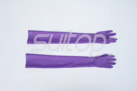 sexy rubber latex long gloves in purple