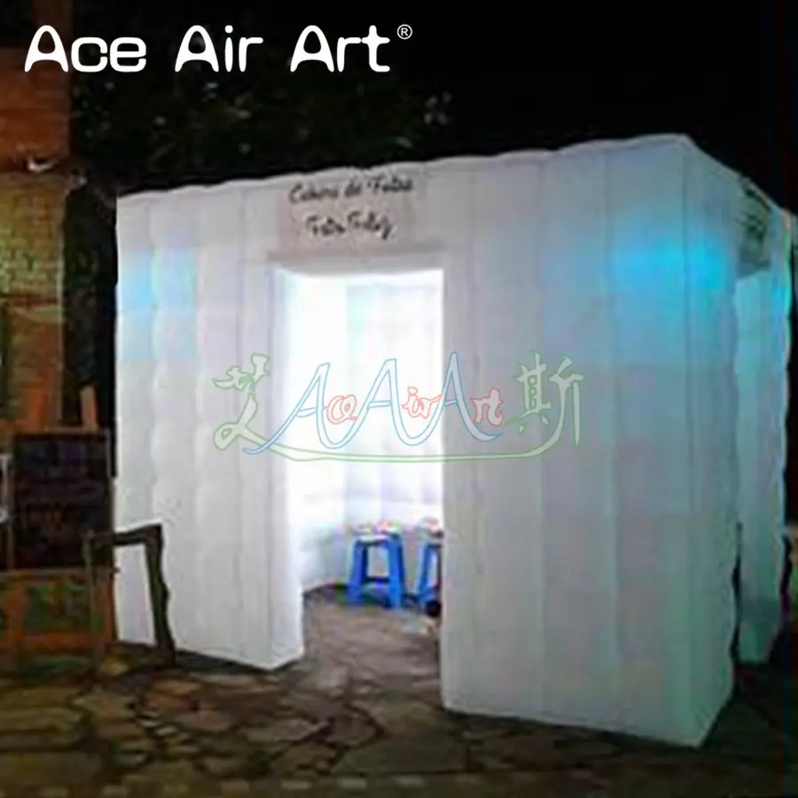 Portable 2 doors led tent inflatable photo booth backdrop,photo party cabinet pavilion for wedding and events