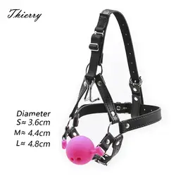 Thierry Head Harness with Nose Hook Ball Gag,Fetish SM Restraint Silicone Open Mouth Gag Adult Games Products Sex Toys Sex Shop