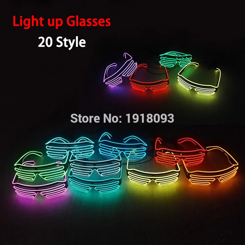 Trendy 100PCS/Lot NEW Attractive Flashing LED Strip shutter Glasses Luminous Colorful Glowing EL wire Glasses