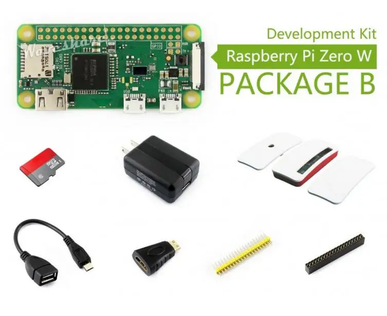 

Raspberry Pi Zero W Package B, with Official Case Micro SD Card, Power Adapter, Official Case, and Basic Components