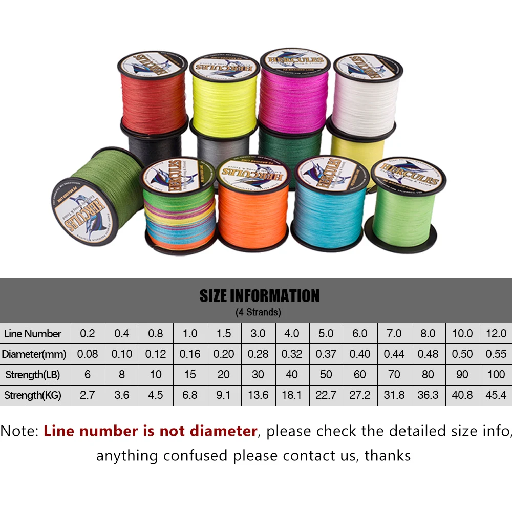 Hercules Fishing Line 300M 4 Strands PE Braided Fishing Line 6-100LB Carp Fishing Cord Peche Fishing Accessories Pesca 13 Colors