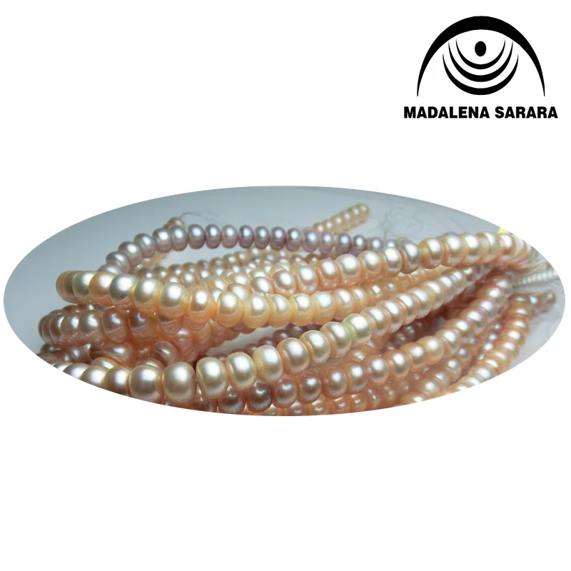 MADALENA SARARA AAA 5-6mm Freshwater Pearl  Necklace Flat  Round Pearl  Strand For DIY Jewelry Making Three Colors Options