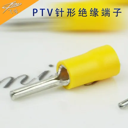 22-16AWG Insulated Pin Terminals Electrical Splice Crimp Connector Auto Wiring  PTV1.25-10 1.25-12 PTV2-10 2-12 PTV5.5-13