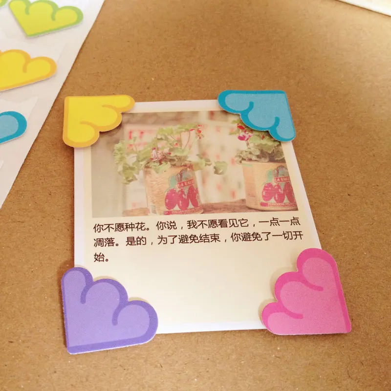 24 Pcs/Lot DIY Colorful Cloud Corner Paper Stickers For Photo Albums Fitting Handwork Frame Exquisite Decoration Scrapbooking