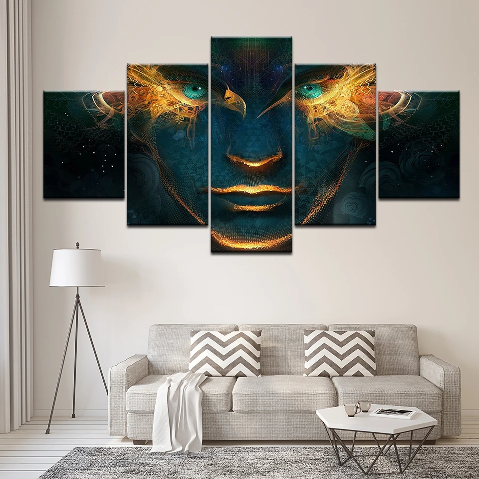 Canvas Painting human face art work 5 Pieces Wall Art Painting Modular Wallpapers Poster Print for living room Home Decor