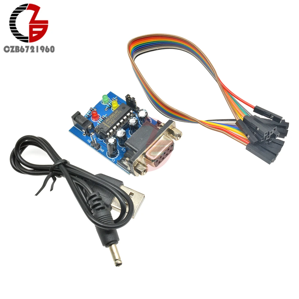 RS232 to TTL Converter Module MAX232CPE MAX232 Transfer Chip DB9 Serial Board Power RXD TXD LED Light Indicator Dupont Cable