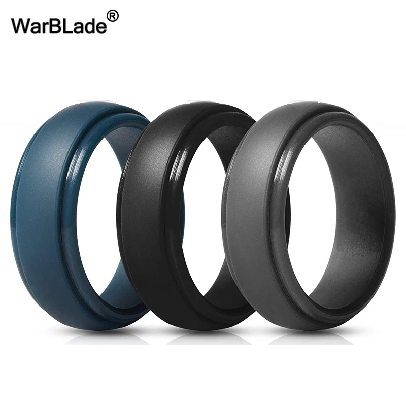 3pc/set Men Hypoallergenic Flexible Sports Antibacterial Silicone Rings 8mm Food Grade FDA Silicone Finger Ring Men Rubber Bands