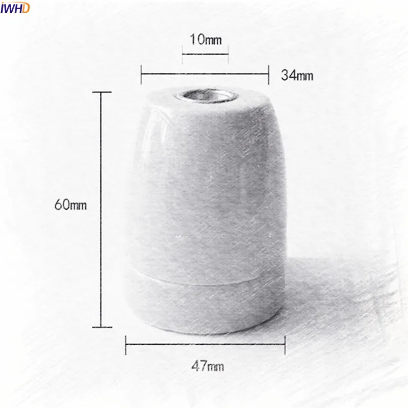IWHD Ceramics E26/E27 Lamp Holder Base Socket Industrial Retro Vintage Edison Soquete E27 Socket Bulb Holder Lampholder CE UL