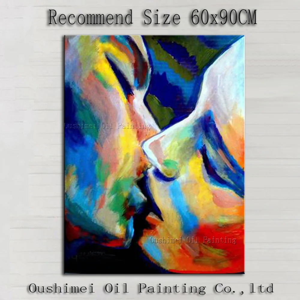 Hand Painted Lover Kiss Painting Impression Sexy Paintings on Canvas Painting Hang Picture Wall Abstract Portrait Oil Painting