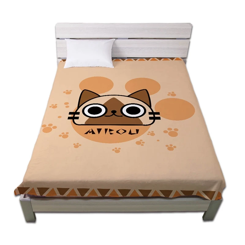 

Anime JK Japan Monster Hunter Airou Game Cosplay Flannel Blanket 1.5*2M Cartoon Cat On Bed Plush Sleep Cover Bedding Soft Warm