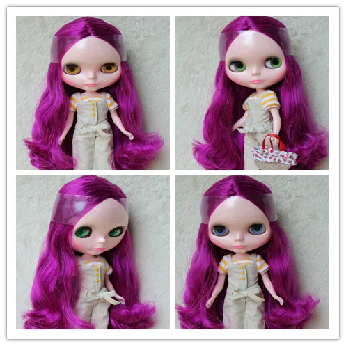 Blygirl Blyth doll Purple curly hair 30cm ordinary body nude doll DIY for their own makeup can be used with the body