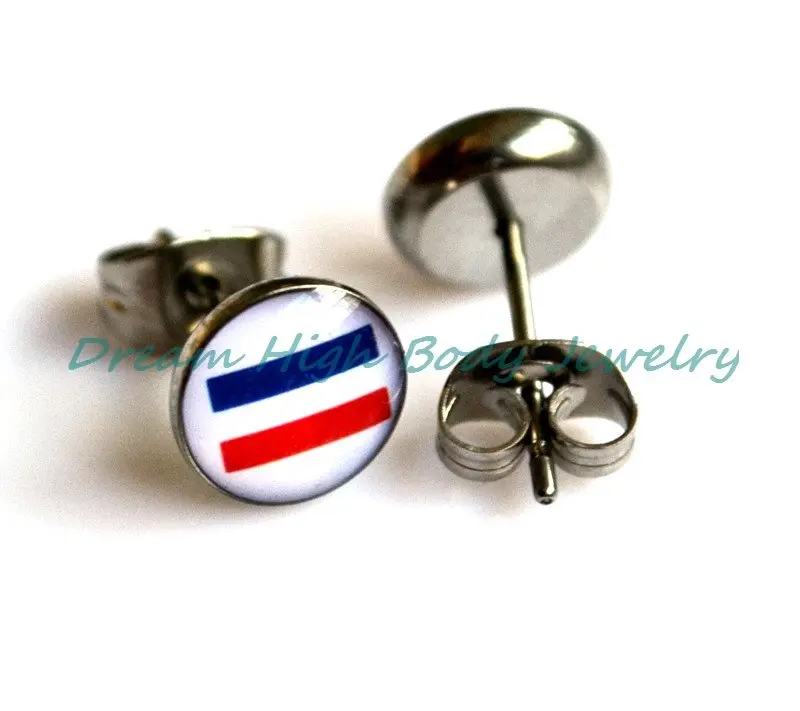 

Earring Stud Holland logo Oil Design 8mm Ball 316L Stainless Steel Earring Nail Jewelry Popular Free Shipping