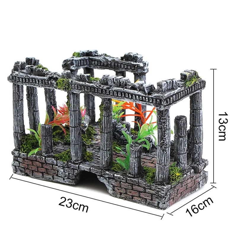 Artificial World Of Fish Tank Ancient Roman Column Ruins European Castle Ornament For Aquarium Decorations Reptile Box Landscape