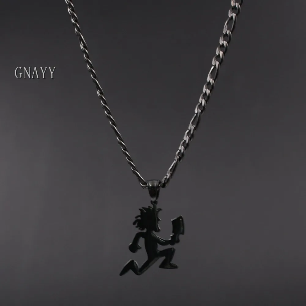 stainless steel MINI 1\'\' HATCHETMAN ICP Pendant Necklace Curb chain Black punk jewelry