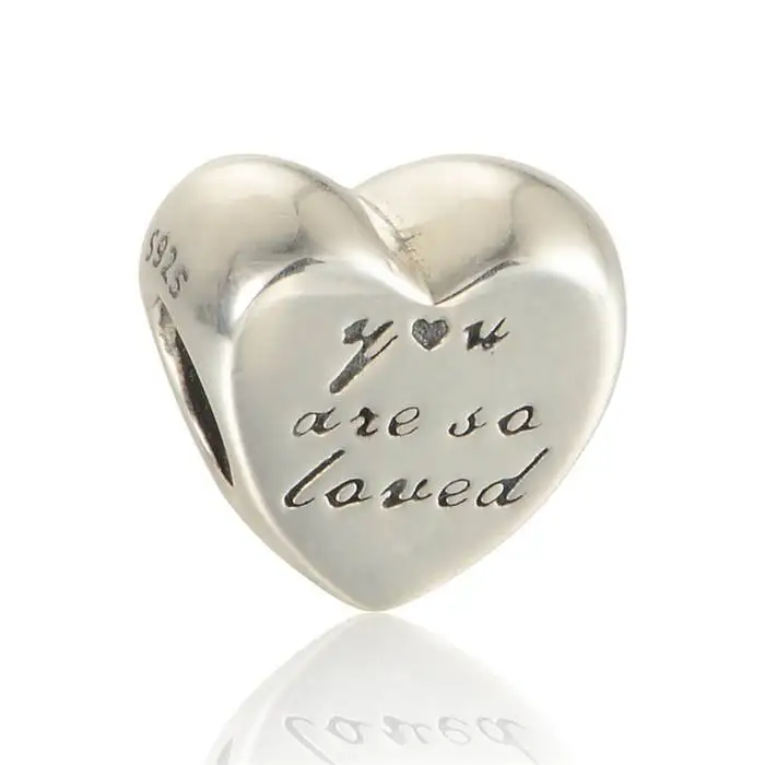 

Authentic 925 Sterling Silver You Are So Loved Heart Beads Fits Pandora bracelets DIY Jewelry Making LW600