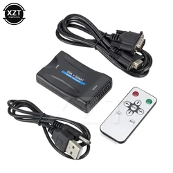 1pcs VGA to SCART Video Audio Converter Adapter Conversor  for TV Signaling Adapter Connector With Remote Control