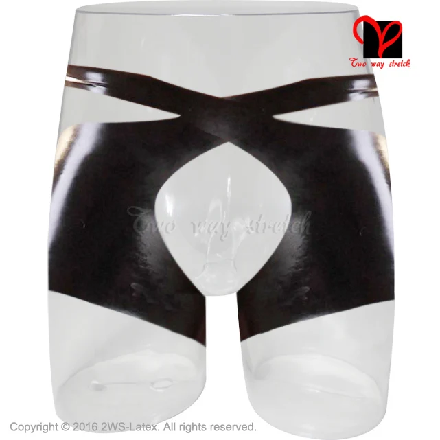 

Black Sexy Latex Panty open crotch with belts Rubber Underwear shorts Gummi hotpants Underpants bottoms pants boyshorts KZ-054