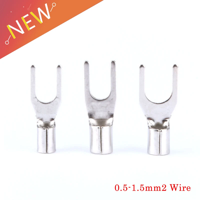 100pcs/lot 3.2mm furcation Terminal Wire Naked Connector For 0.5-1.5mm2 Wire, Y type terminal harpoon type