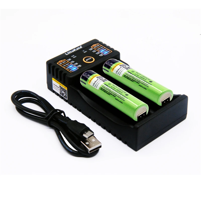 2pcs Liitokala 3.7V 3400mAh 18650 Li-ion Rechargeable Battery (NO PCB) + Lii-202 USB 26650 18650 AAA AA Smart Charger