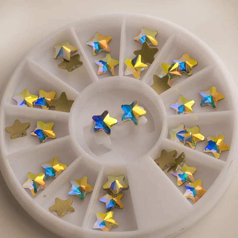 YANRUO 2561NoHF AB 5 7mm Star Non Hotfix Crystals Glitter Gems Flat Back Glue On Strass Nails Rhinestones
