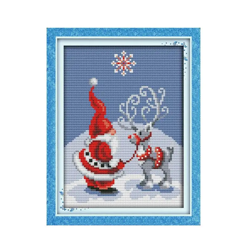 Winter snowman Santa Elk 11CT 14CT multi-specification diy Embroidery Cross Stitch Kit Kittens mouse embroidery patterns