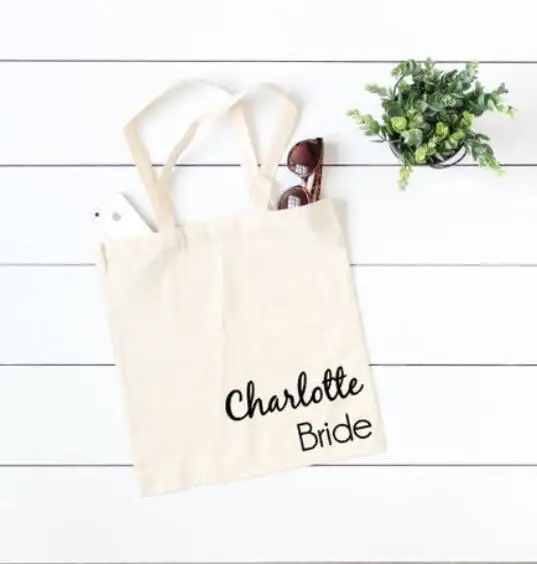 

personalize role name wedding bride clothTote Bags, maid of honor canvas Tote Bags, Bridesmaid proposal gift Bags