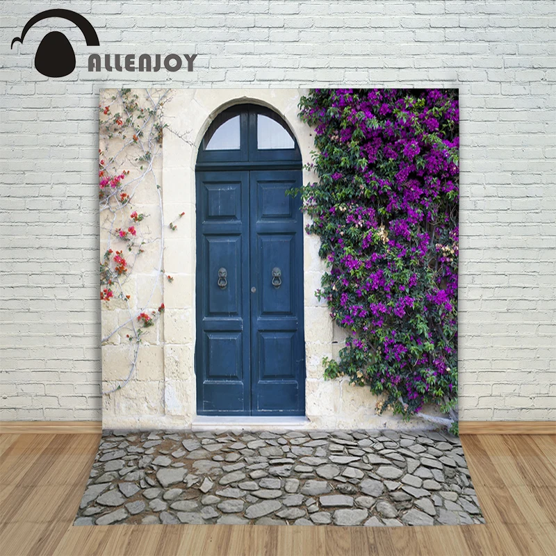 Allenjoy backdrop beautiful Photocall for weddings village noble door white flower brick wall for photo studio vinyl cloth