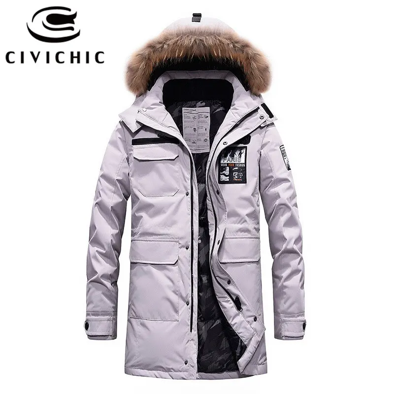 

CIVICHIC 2020 Top Grade Winter Long Man Warm Coat Hooded Down Jacket Thicken Eiderdown Outerwear Male Casual Overcoat Parka DC06