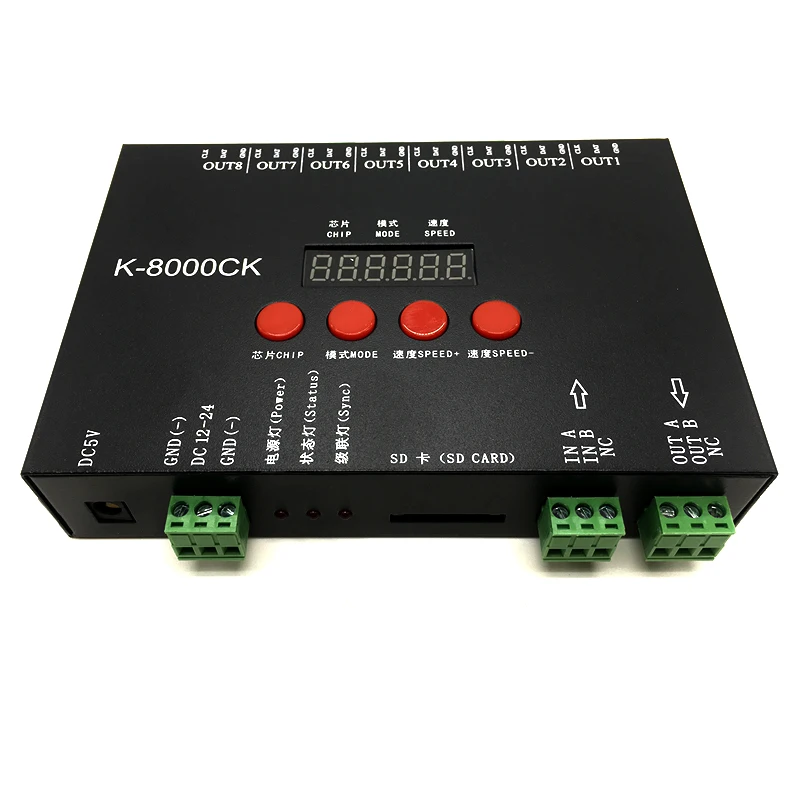 controlador de cartao sd de led tamanhos reduzidos versao atualizada 8192 pixels controlados 524v portas com saida de sinal spi 01