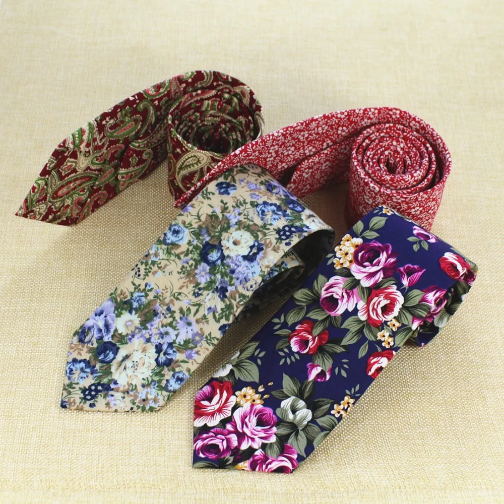 

RBOCOTT 8cm Business Wedding Cotton Ties Retro Style Floral Ties New Fashion Paisley Tie Classic Party Necktie For Men Women