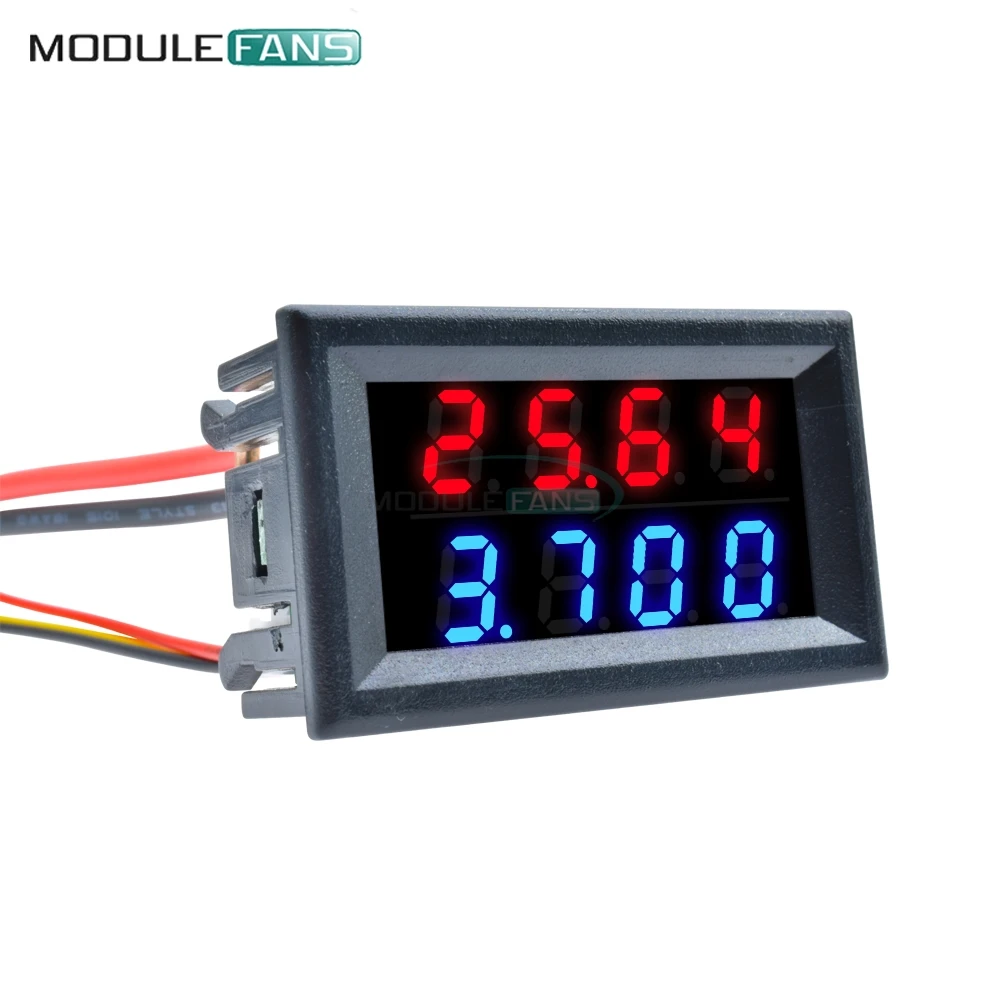 DC 100V/200V 10A Digital Voltmeter Amperemeter 5 Drähte Spannung Strom Meter Netzteil Rot Blau LED dual Display 4 Bit 0,28 Zoll – Detail 3