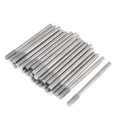 30 Pcs 3mm Dia Cylinder Head 15A Diamond Bits Grinders Mounted Point