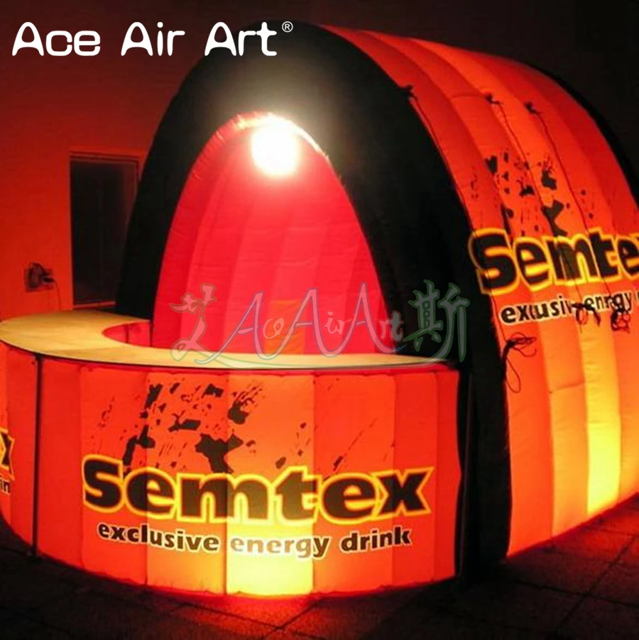 

2023 Inflatable Mobile Bar Booth/Bar Table Pop Up Public House Kiosk Stall Tent with Led Light for Advertising