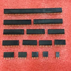 Pitch 2.54mm 2/3/4/5/6/8/9/10/12/14/15/16/20/40 Pin Stright Female Single Row Pin Header Strip PCB Connector Free shipping 50pcs