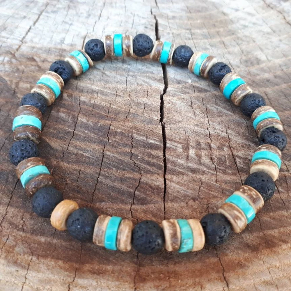 MG0376 New Arrival Design Coconut Shell Bracelet Fashion Women`s Lava Turquoise Bracelet Igniting Creativity Jewelry