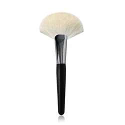 Large Fan Powder Brush Ebony Wood Handle Soft Fine Goat Hair Big Blusher Finished Fan Makeup Brushes