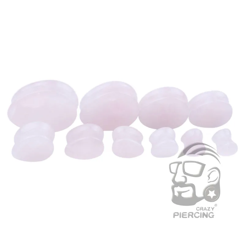 Rose Color Quartz Organic Natural Teardrop Stone Ear Tunnel Plug Fashion Ear Expander Body Piercing Jewelry  Mix Size 5mm-25mm