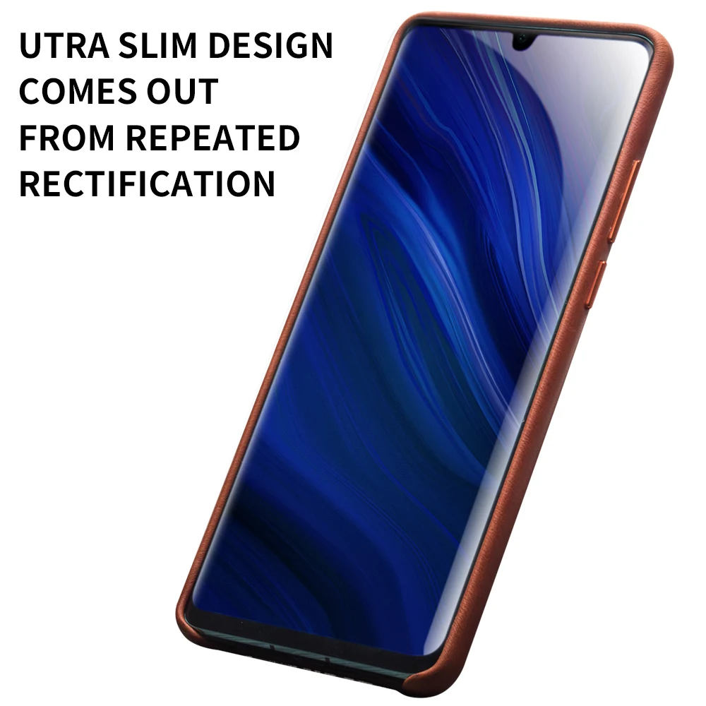 QIALINO Fashion Genuine Leather Ultra Slim Phone Case for Huawei P30 Pro 6.47 inch Luxury Handmade Back Cover for Huawei P30