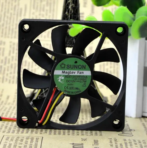 Original  KDE1207PFV3-A 12V 0.7W 7010 7CM 3 wire silent cooling fan