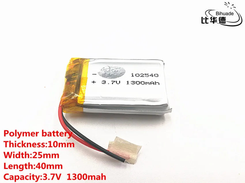 5pcs/lot Good Qulity 3.7V,1300mAH,102540 Polymer lithium ion / Li-ion battery for TOY,POWER BANK,GPS,