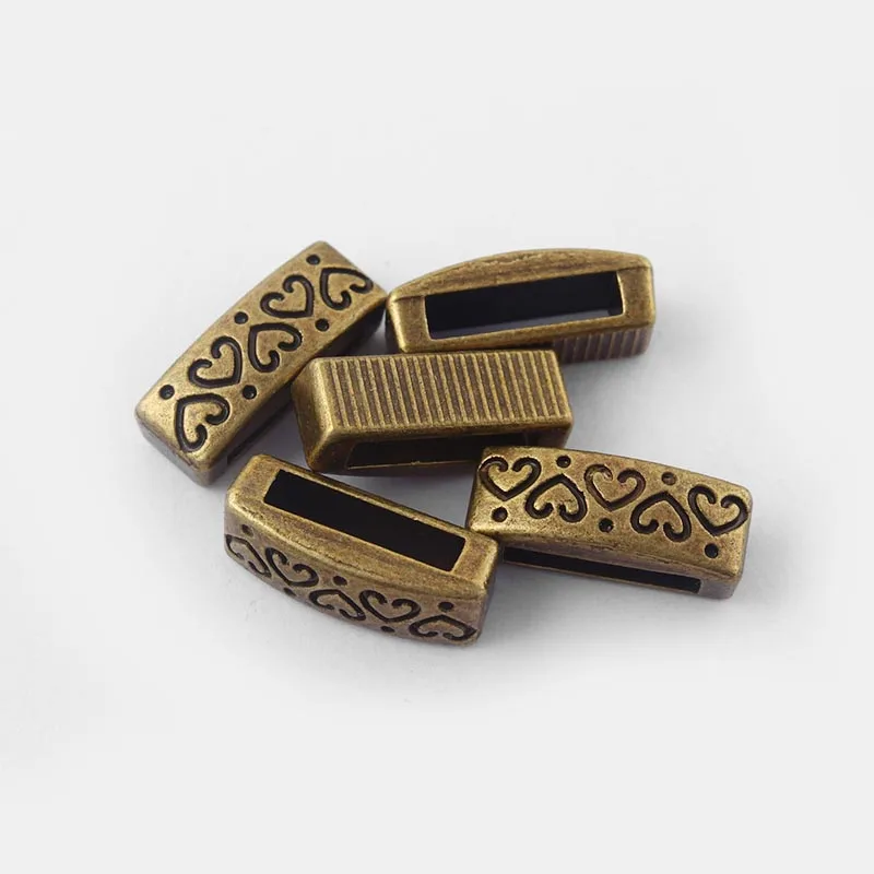 20Pcs Tibetan Silver Gold Textured Flat Spacer Beads For DIY 11mm Flat Leather Cord Bracelet Necklace Jewelry Making Supplies