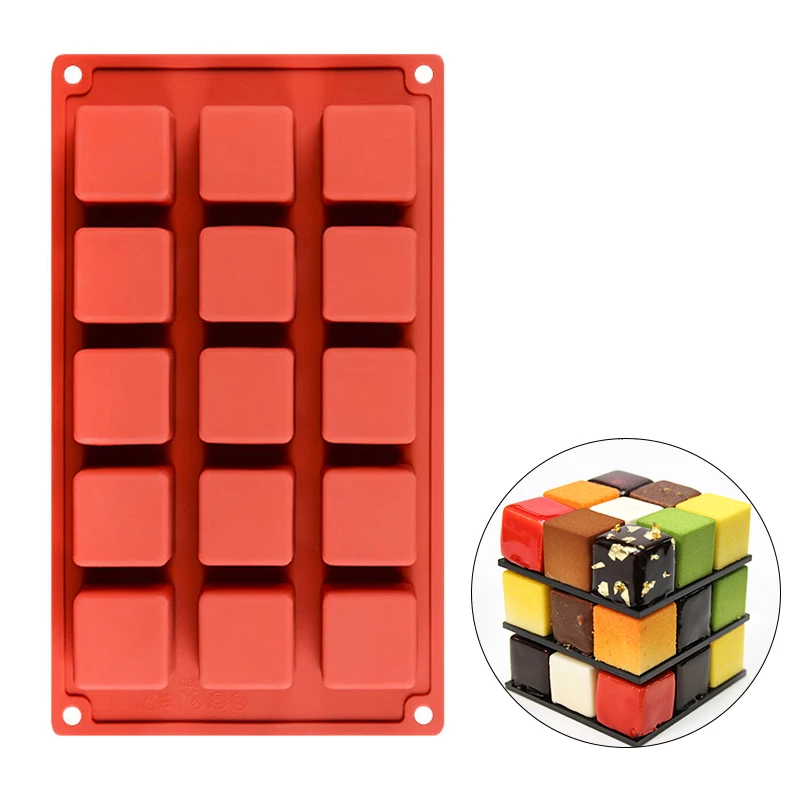 

15 Cavity 3.3cm Square Silicone cake Mold DIY Non Stick Dessert Pastry Brownie cube Molds Cake For Baking