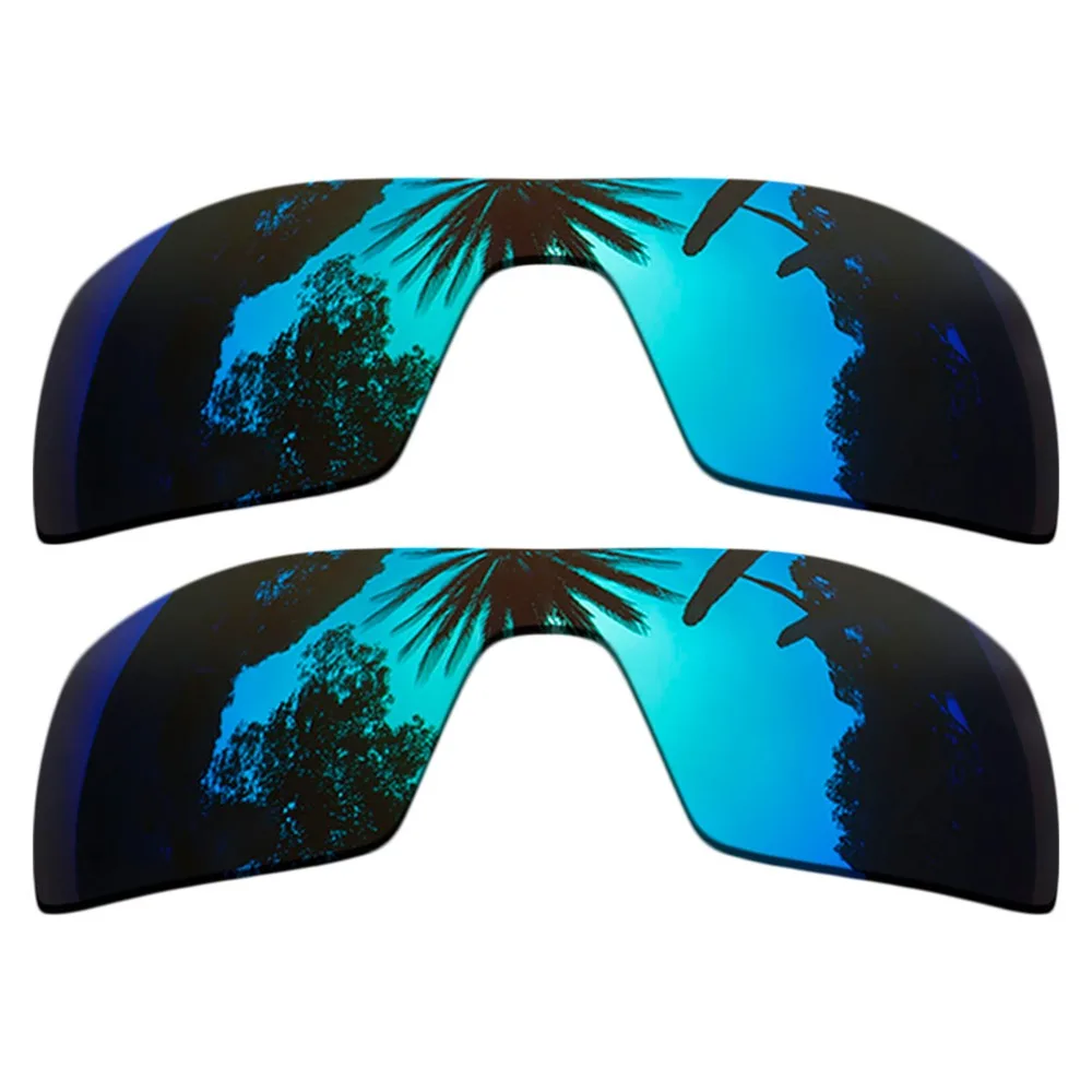 

(Ice Blue Mirrored+Ice Blue Mirrored Coating) 2-Pieces Polarized Replacement Lenses for Oil Rig Frame 100% UVA & UVB Protection